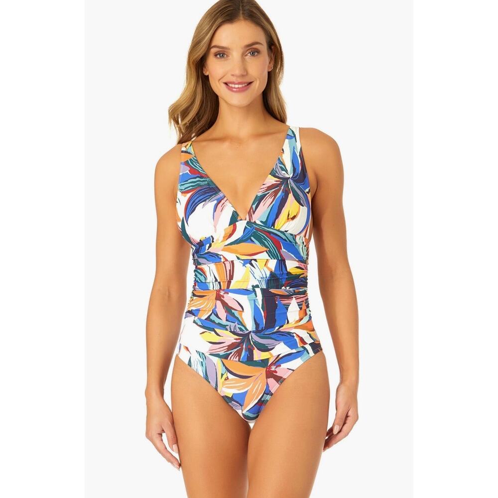 Anne Cole Riviera Floral Soft Band Shirred One Piece Swimsuit 6